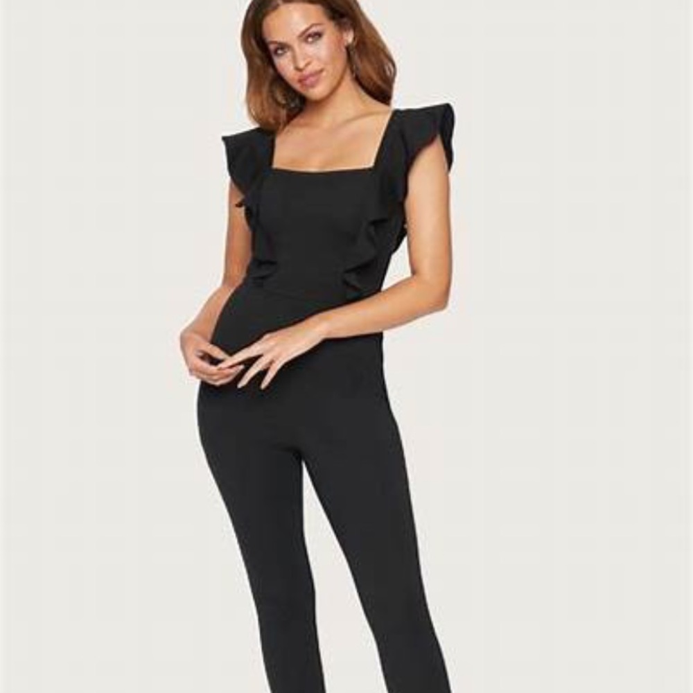 RUFFLE DETAIL STRAIGHT LEG JUMPSUIT